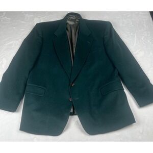 Today's Man Master's Green Cashmere Two Button Blazer Sport Coat Tailored USA